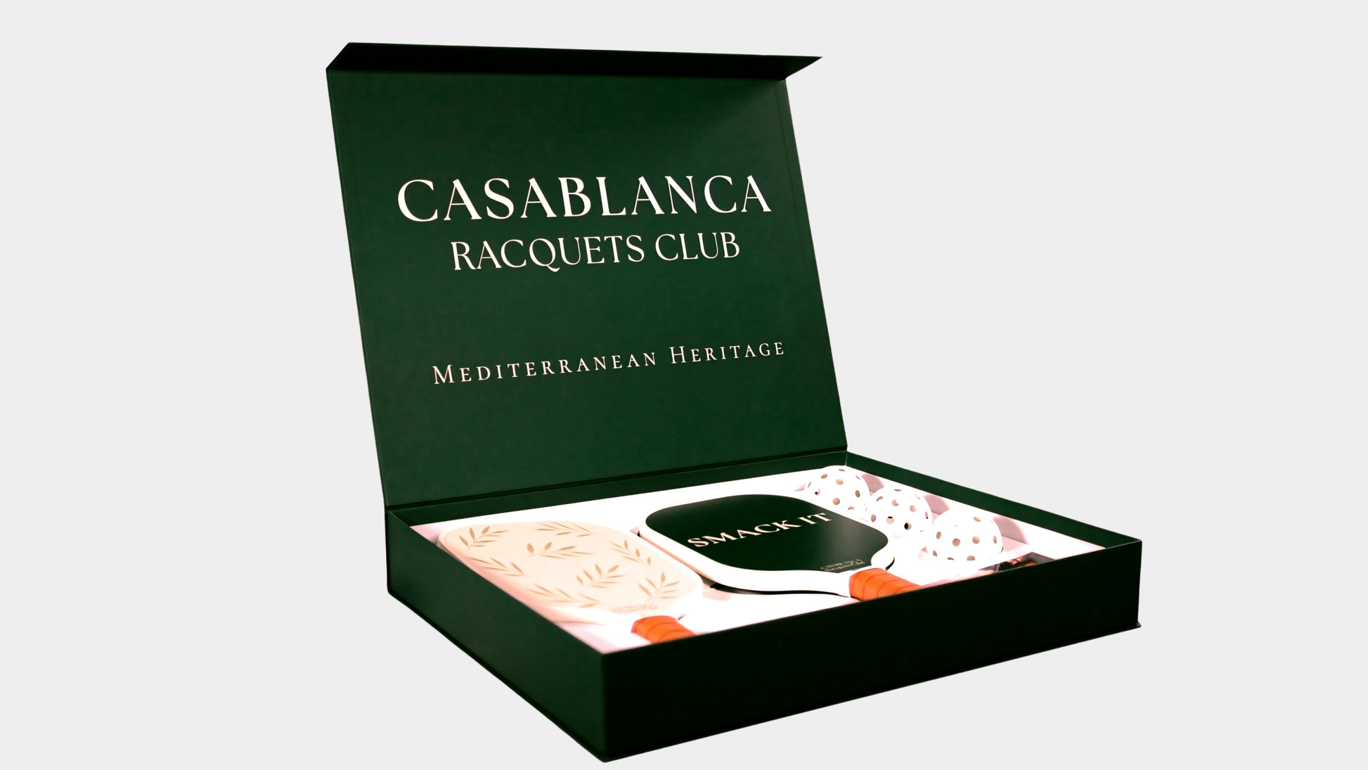 Casablanca Racquets Club pickleball box set – premium paddle and balls.