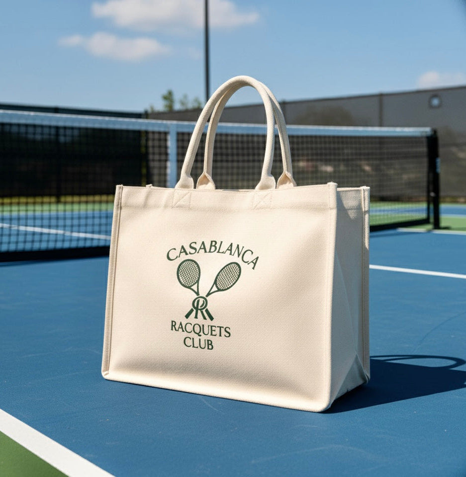 Casablanca Racquets Club Heritage Cabas — premium lifestyle tote bag for everyday use, tennis and pickleball courts.
